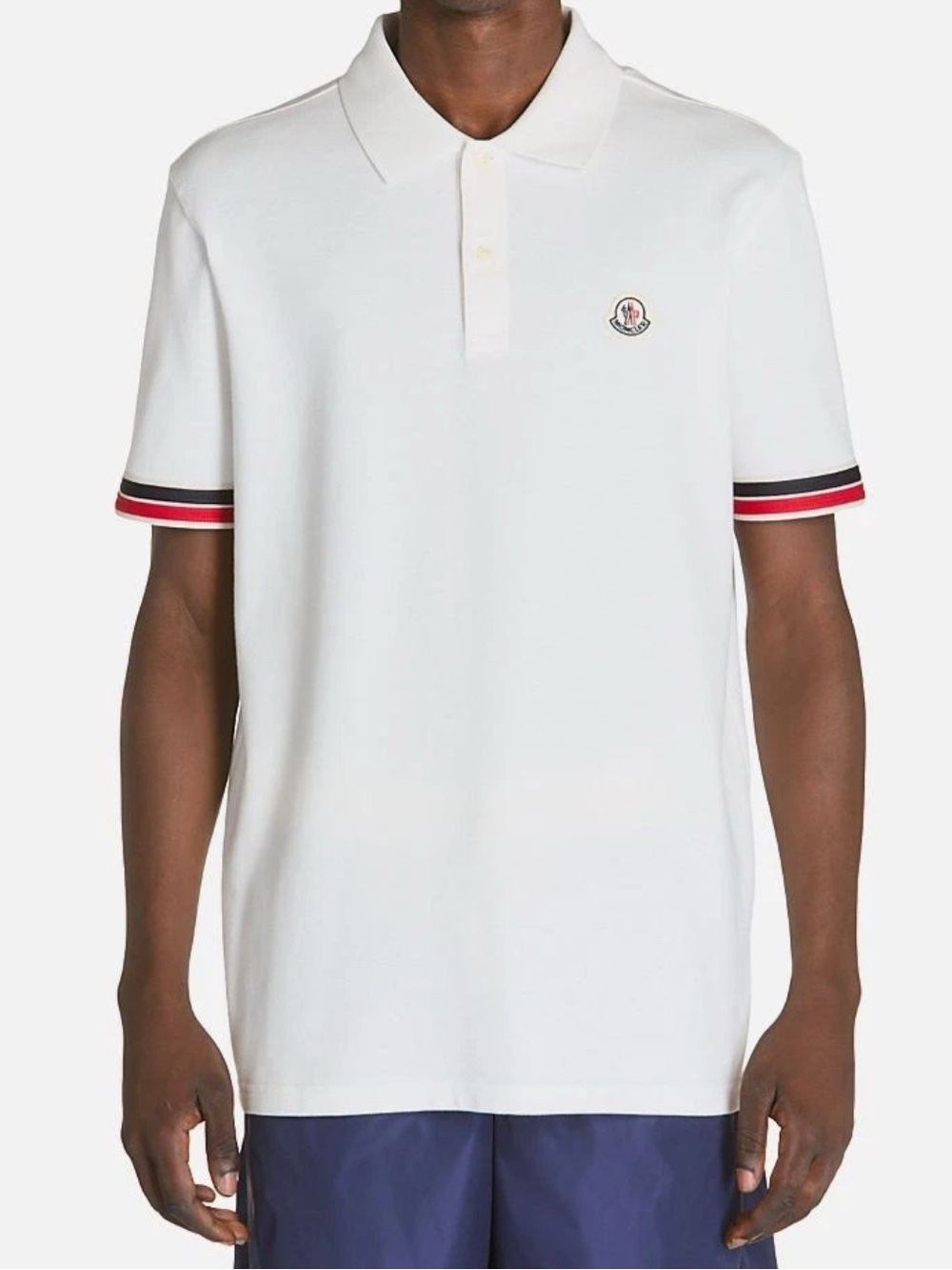 Moncler White Short Sleeve Polo Shirt Cotton Medium